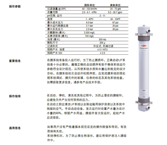 陶氏SFP-2860超濾膜操作指南圖